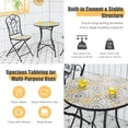 thumbnail image 4 of Patiojoy 3PCS Patio Mosaïque Design Chaises Pliantes Table d'Appoint Ensemble Bistro Ensemble de Chaises de Meubles Classiques pour Jardin, 4 of 8