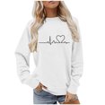 thumbnail image 1 of BLVB Chandail à Col Rond pour Femmes, Imprimé de Cœur, Manches Longues, Mignon, Coupe Ample, Léger, Hauts d'Automne, Cadeaux de la Saint-Valentin, 1 of 5