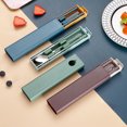 thumbnail image 4 of Mistaha Chopsticks Spoon Set With Case Long Handle Reusable Metal Stainless Steel Chopsticks Spoon Cutlery Set Korean Tableware Combinations Utensil for Travel Office Kitchen Restaurant, 4 of 7