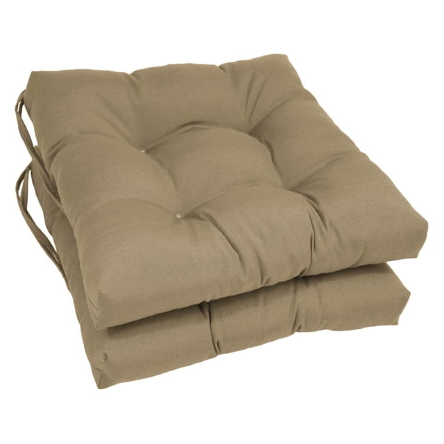 Coussins de Chaise Carrés Capitonnés en Sergé Uni de 16 Pouces (Ensemble de 2)