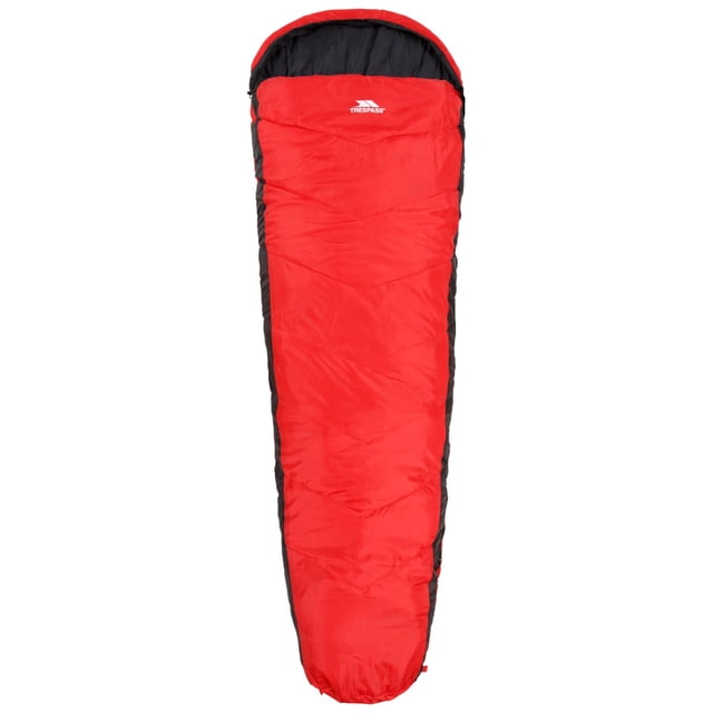 Trespass Water Repellent Sleeping Bag Doze - 3 Season, 230cm x 85cm x 55cm, 2 Way Zipper, Shoulder Baffle, Comfort: 1°C, Upper Limit: 6°C, Lower Limit: -10°C