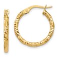 thumbnail image 1 of Boucles d'Oreilles Créoles en Or Jaune 14K Polies et Texturées, 1 of 4