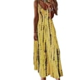 thumbnail image 1 of LUXUR Robe Longue Maxi pour Femmes à Col en V, d'Été, de Plage, Sans Manches, Combinaison, Style Bohème, Teinture sur Nœuds, Jaune, 4TG, 1 of 2