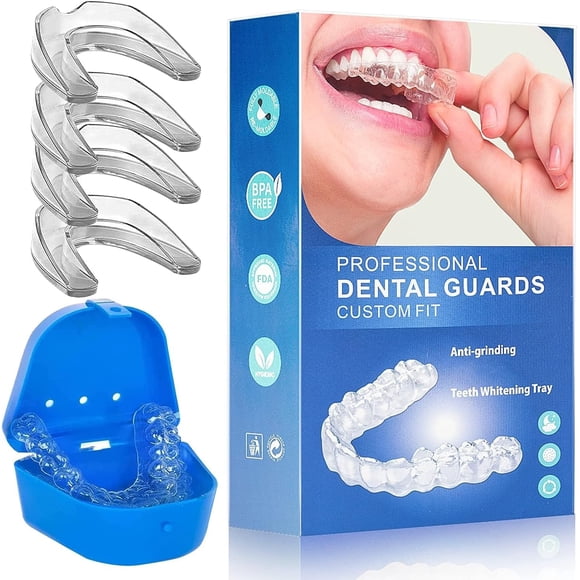GFDYREE Mouth Guards for Clenching Teeth at Night, Mouth Guard for Grinding Teeth, Reusable Mouth Guard for Sleeping at Night, Night Guard for Teeth (4 Piece Set)