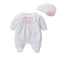 thumbnail image 1 of Pyjama à Pieds pour Bébé Fille, Barboteuse à Col Volanté avec Chapeau Assorti, 1 of 5
