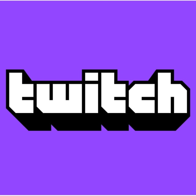Twitch $100 Gift Card (Digital Code) logo with bold white block letters and black shadow on a purple background, representing a digital streaming gift card for interactive live content communities.