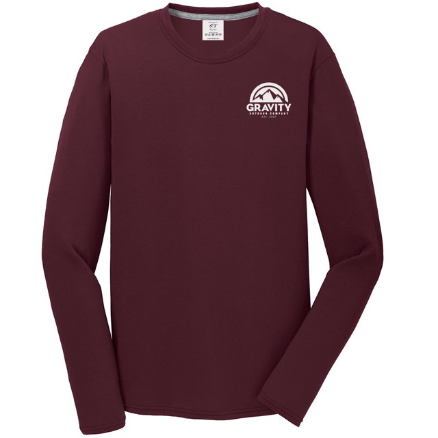 Gravity Outdoor Co. Chemise à Manches Longues Performance - Marron - Logo Blanc - m