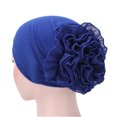 thumbnail image 1 of Fgnfyis Women Flower Ruffle Cancer Chemo Hat Beanie Scarf Head Wrap Cap Baseball Caps Dark Blue, 1 of 1