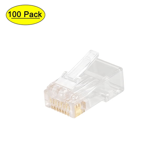 Unique Bargains CAT6 or CAT5e RJ45 Connector Ethernet Cable Crimp Modular Plug 8P8C Clear 100 Pieces