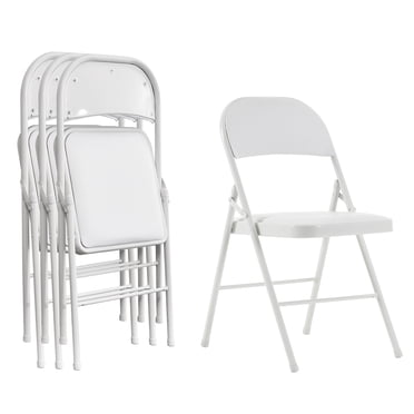 Ktaxon Chaises Pliantes Chaises d'Événement Pliables avec Coussin Super Doux, Chaises Ultra Épaisses Rembourrées pour la Maison, le Bureau et les Fêtes Ensemble de 4, Blanc