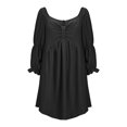 thumbnail image 4 of Gspmoly Robes Décontractées pour Femmes, Mode Femmes Robe Décontractée Unie à Manches 3/4, Épaules à Volants, Mini-Robe, Robes de Mariage pour Femmes Offres Hebdomadaires, 4 of 8