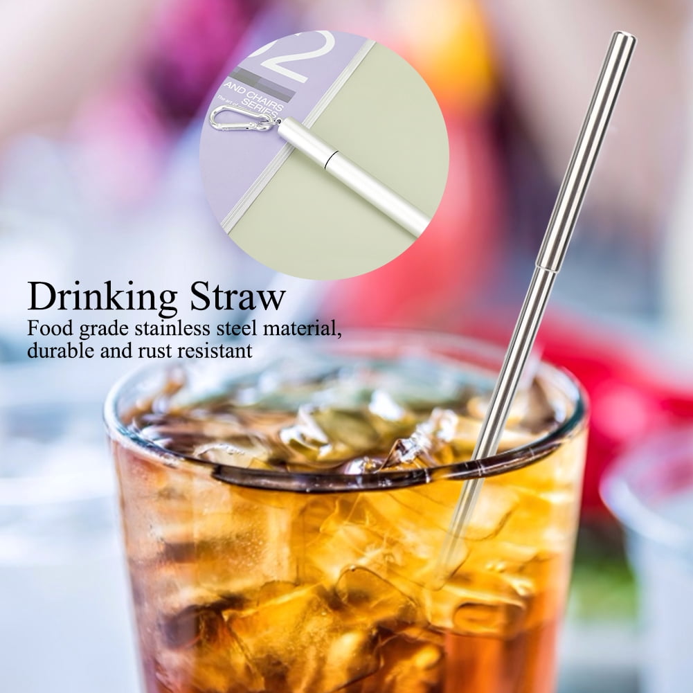 Portable Straw, Portable Reusable Stainless Steel Straight Straw Retractable Drinking Straw Drinking Straw, Bottle for Drinking