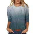 thumbnail image 1 of Hauts pour Femmes Décontractés Imprimés à Col Rond T-Shirt à Manches 3/4 Haut Ample, Hauts à Manches 3/4 pour Femmes, Hauts Décontractés pour Femmes, T-Shirts pour Femmes, 1 of 4