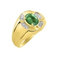 thumbnail image 4 of RYLOS 14K Yellow Gold Ring 8X6MM Oval Gemstone & Diamond Unisex Rings Emerald May Birthstone Ring Size 11, 4 of 7