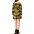 thumbnail image 3 of INSPIRE CHIC Robe à Carreaux Ligne A à Encolure Carrée à Manches Longues d'Automne pour Femme P Noir-Jaune, 3 of 7