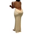 thumbnail image 3 of Women Open Back Slip Dress  Solid Color Spaghetti Strap Floor Length Skirt  Black/ Beige/ Blue, 3 of 9