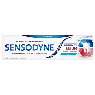 Sensodyne Sensitive Toothpaste for Relief from Sensitive Teeth & Improved Gum Health, Fluoride Toothpaste, Mint Flavour 75ml