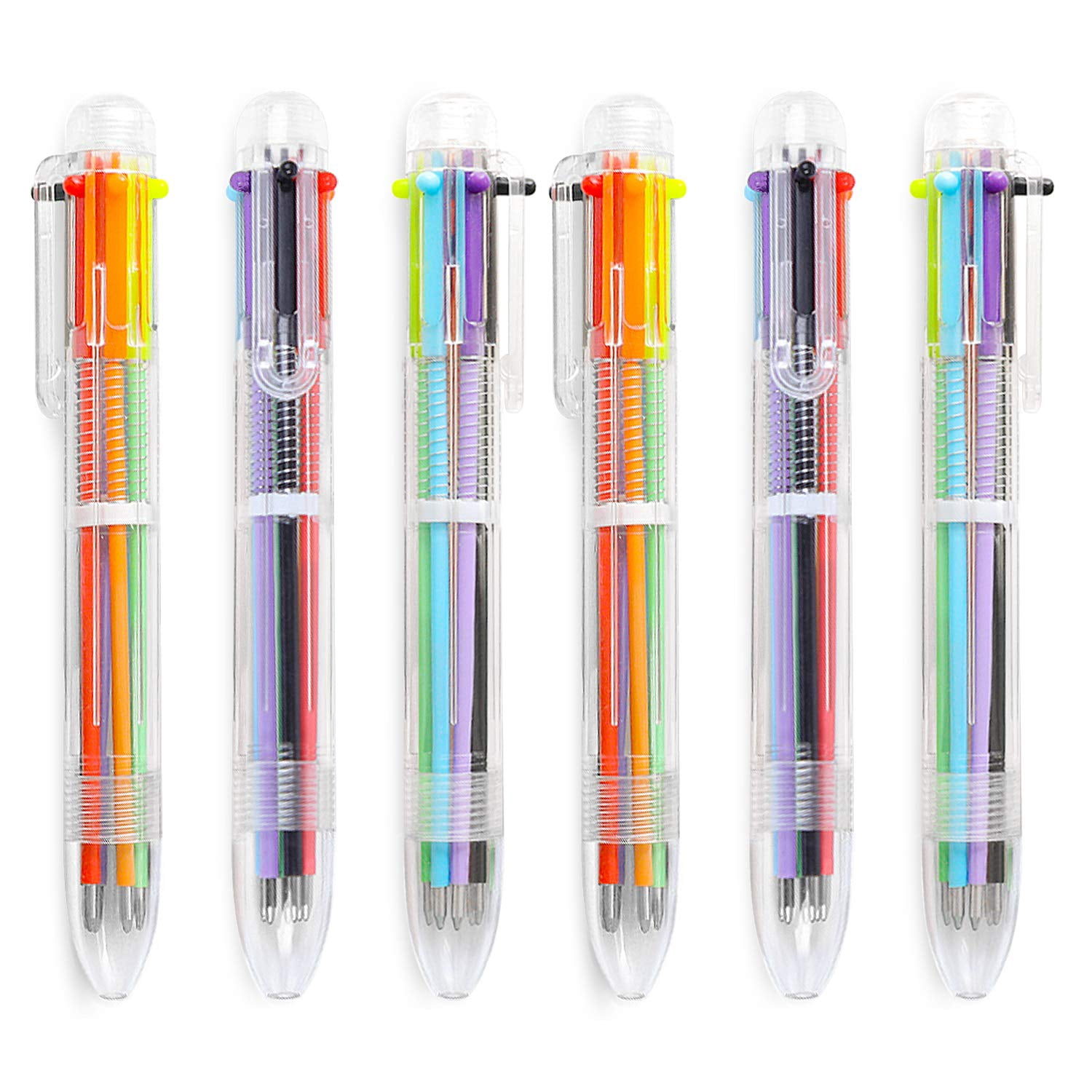 24 Pack 0.5mm 6-in-1 Multicolor Ballpoint Pen 6 Colors Retractable Ballpoint Pens (24 Pack)
