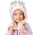 thumbnail image 3 of FlapJackKids - Chapeau Sherpa Réversible Dino Rose m 2-4a, 3 of 5