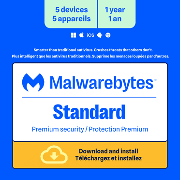 Malwarebytes Standard, Premium Software - 5 Devices, 1 Year [Code Electronique]
