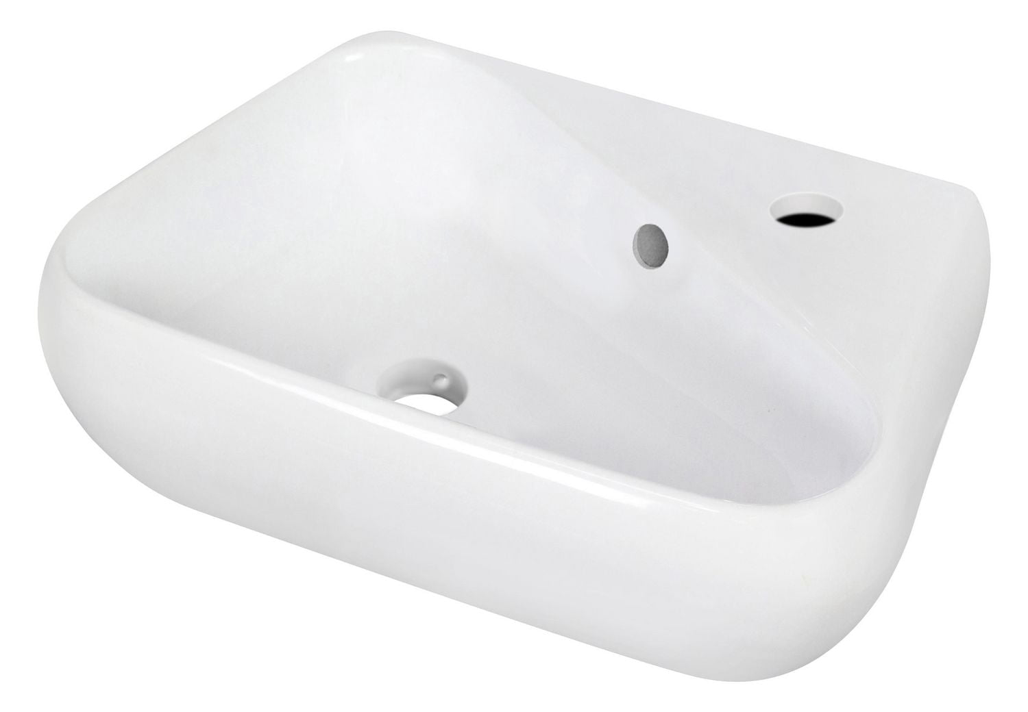 17.5-in. W Wall Mount White Bathroom Vessel Sink Set For 1 Hole Right Faucet AI-26301