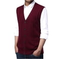 thumbnail image 4 of Styesk Jackets for Men Men's Wool Sleeveless Waistcoat Loose Knitted Solid Color Cardigan, 4 of 4