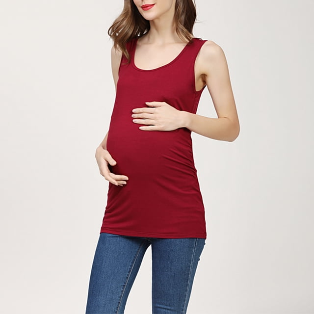 TopLLC Débardeur à Col Rond Mode Femme Sans Manches Été Uni Col Rond Hauts Décontractés Débardeur de Maternité Blouse pour Femmes Enceintes