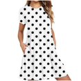 thumbnail image 1 of Weiqiqre Robes pour Femmes Été Décontractées à Manches Courtes Col Ras du Cou Robes T-Shirt Amples Évasées Mini avec Poches, 1 of 5