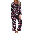 thumbnail image 1 of TIMIFIS Ensembles de Pyjama pour Femmes 2 Pcs - Pyjamas de la Saint-Valentin pour Femmes - Ensembles de Pyjamas pour Dames Manches Longues Col Rond Haut et Pantalon Ensembles de Détente, 1 of 3