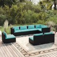 thumbnail image 1 of vidaXL 8 Piece Garden Lounge Set with Cushions Poly Rattan Black, 1 of 4