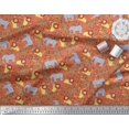 thumbnail image 3 of Soimoi Orange Polyester Crepe Fabric Lion,Giraffe & Elephant Kids Decor Fabric Printed BTY 42 Inch Wide, 3 of 3