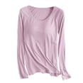 thumbnail image 2 of RKSTN Pyjama pour Femmes Confortable Léger avec Soutien-Gorge Rembourré Intégré Pyjama Couleur Unie Manches Longues Col Ras du Cou Tenue de Nuit Polyvalente Tenue Décontractée d'Hiver Haut une Pièce, 2 of 3