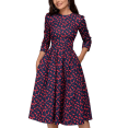 thumbnail image 1 of MesaSe Womens Floral Printed Tunic Flared Midi Dress, 1 of 2