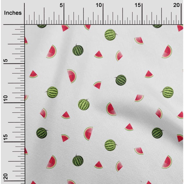 oneOone Silk Tabby Fabric Watermelon Fruit Print Sewing Fabric BTY 42 Inch Wide