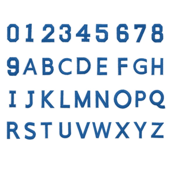 72 Pcs Iron on Letters and Numbers, 1.5 Inch A-Z Letter Patches and 0-9 Number Patches for Clothing Blue