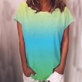 thumbnail image 2 of Pompotops Femmes Décontracté Dégradé Couleur Manches Courtes T-Shirt Tunique Chemisier Tops, 2 of 5