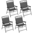 thumbnail image 1 of Gymax 4 Pack Patio Folding Chairs w/ Backrests & Armrests Metal Frame Outdoor Gray, 1 of 9