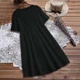 thumbnail image 4 of Amzcrzy Robes pour Femmes Robe en Coton et Lin de Couleur Unie Mode à Manches Courtes Robes d'Été pour Femmes Col Rond Robe d'Été Décontractée Plissée Robes Midi pour Femmes avec Poche, 4 of 9