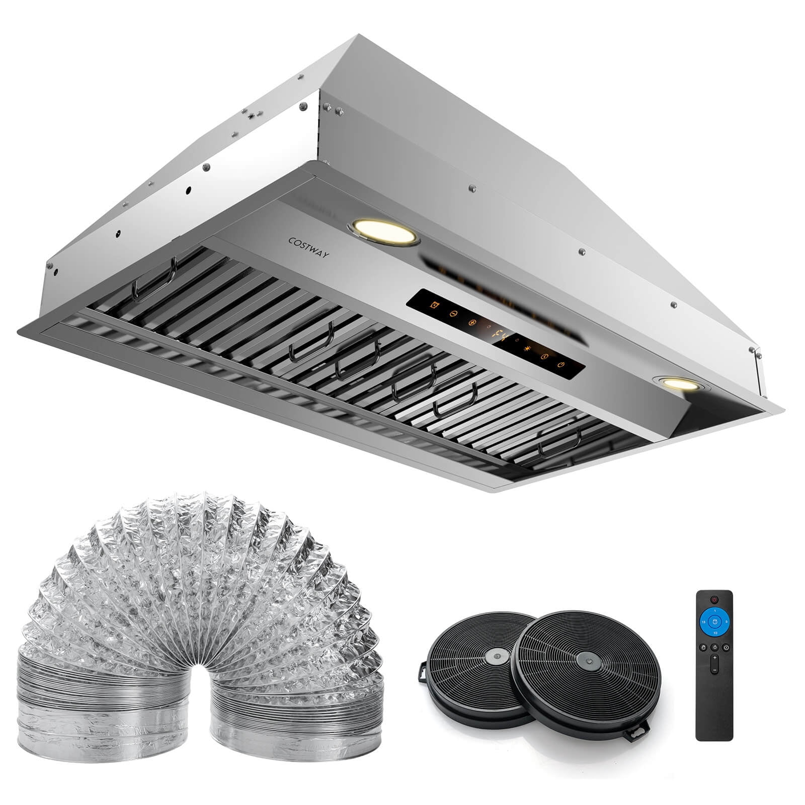 Costway Hotte de cuisine sous cabinet de 30 pouces avec 4 vitesses de ventilateur, contrôle tactile/geste/télécommande