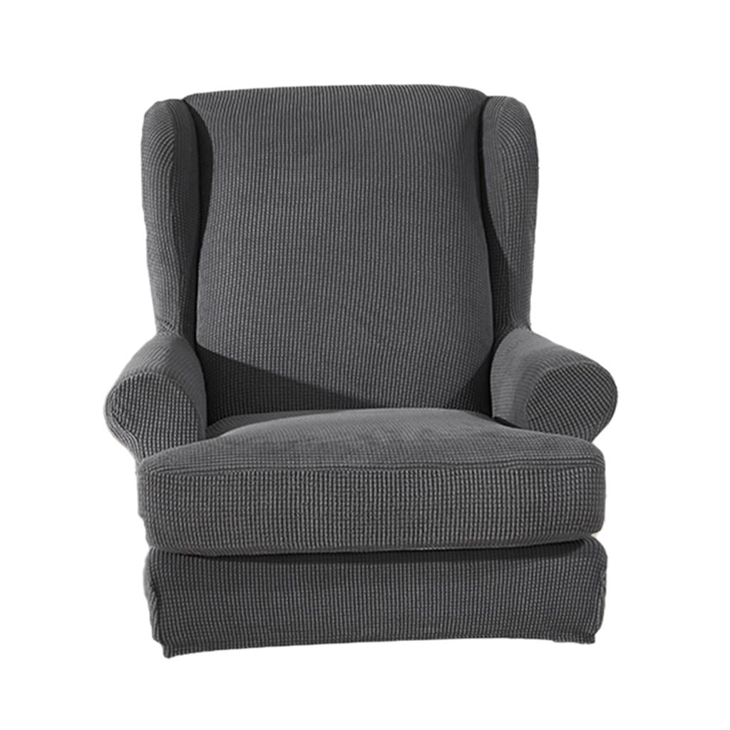 GROWTH TANK 2x Armchair Covers Anti-slip Universal Slipcover Machine Washable Dark Gray Deep Grey
