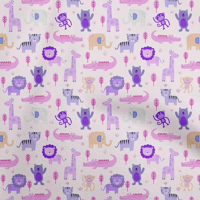 oneOone Viscose Jersey Violet Fabric Kids Animal Craft Projects Decor Fabric Printed by The Yard 60 Inch Wide