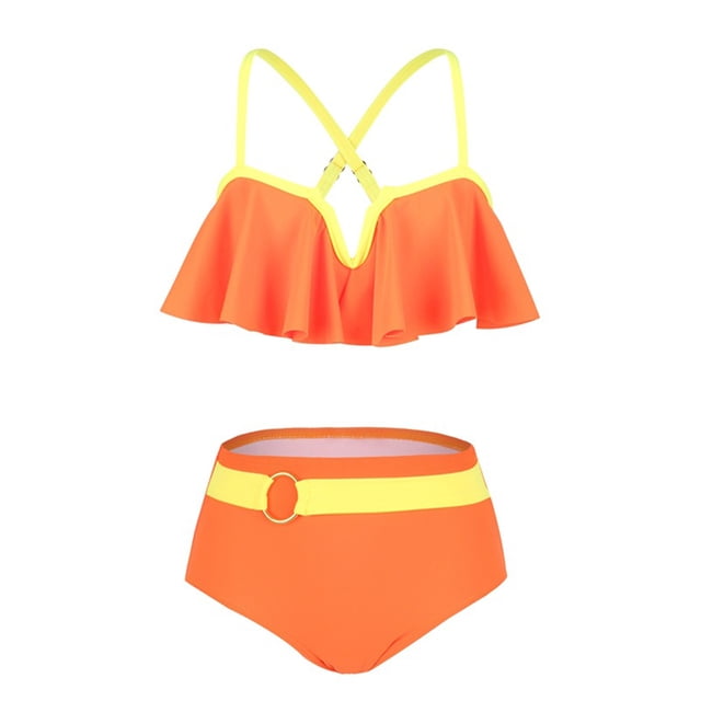 KYAIGUO 2-12Y Girls Two Piece Swimsuits Set Kids Rash Guard Bathing Suit Sleeveless Swimwear Set