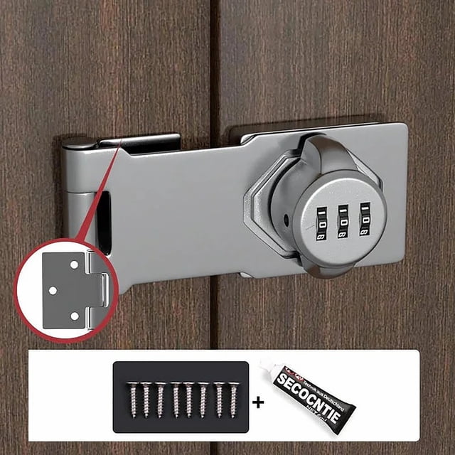 Keyless Password Cabinet Lock for Cupboard Fridge Drawer, 1000 Combinations Anti-Rust Alloy Cam Lock, No-Drill Installation Security Lockbox