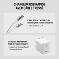 thumbnail image 3 of Scosche HPD45CCB8W 45W Super Fast Type-C Wall Block Charger w/ 8ft Braided USB-C Fast Charging Cable, 3 of 11