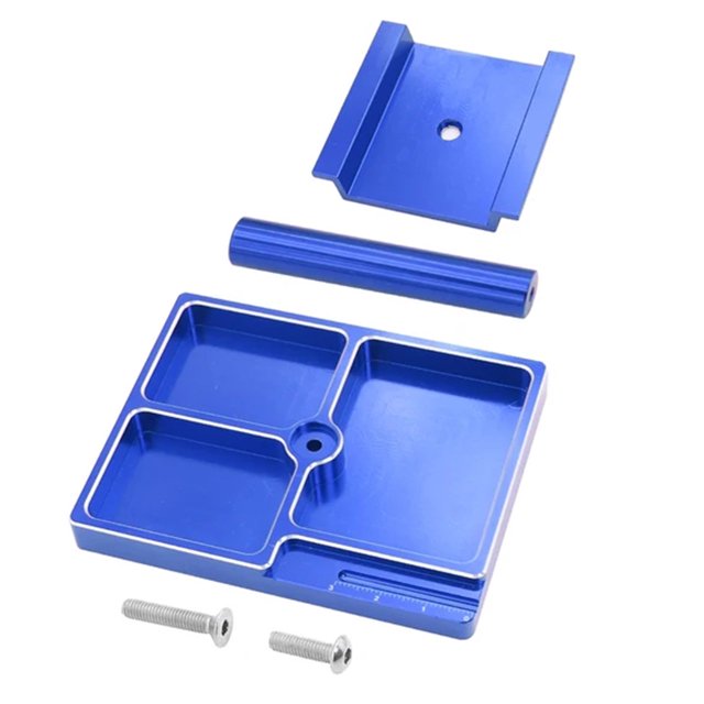 Xingzhi 1pcs Support de Travail en Métal Réglable à 360° en Alliage d'Aluminium 1/18 pour Chenille Trx4m Rotation à 360 Degrés et Accessoires de Voiture RC Réglables Bleu