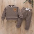 thumbnail image 1 of Lolmot Automne Hiver Filles Garçons Coton Rayé Dessin Animé Ours Col Rond Manches Longues Chandail Décontracté Ensemble Pantalon, 1 of 8