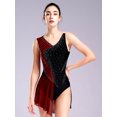 thumbnail image 3 of RUNQHUI Robe de Patinage Artistique Femmes Strass Scintillants Justaucorps de Danse Ballet pour Compétition Bourgogne TG, 3 of 7