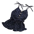 thumbnail image 2 of Baby Girl Summer Romper Heart Printed Straps V-Neck Jumpsuit, 2 of 9