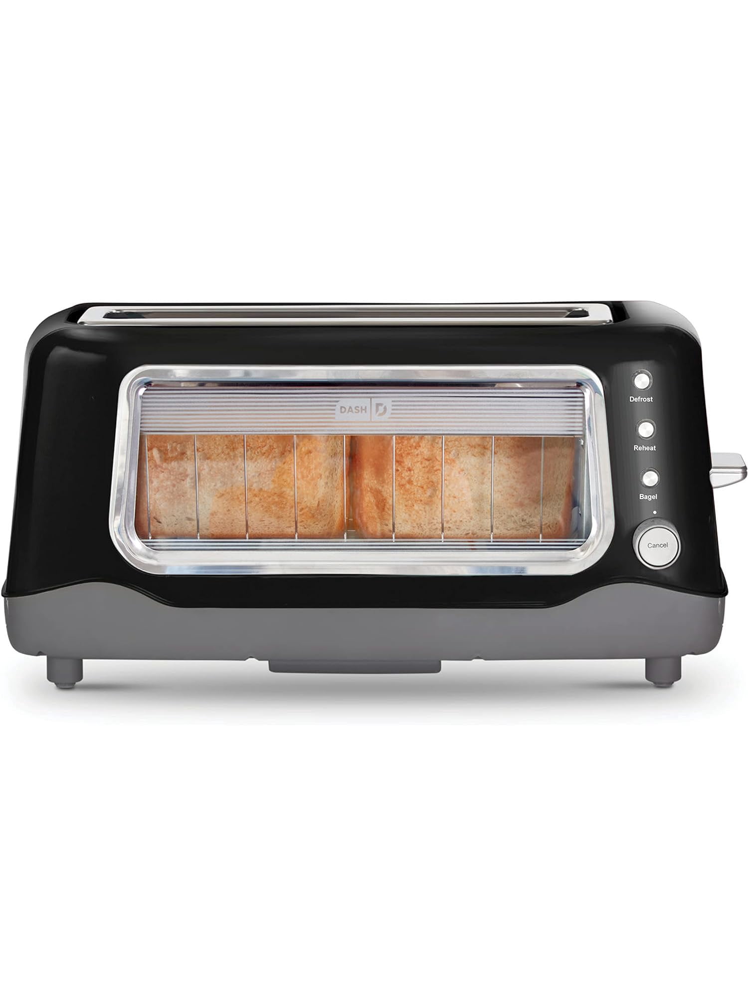 DASH Clear View Toaster - Compact Design with 7 Browning Levels & Clear-View Window, Extra-Wide Slot Large Toaster, 1-Touch Defrost, Reheat & Bagel F