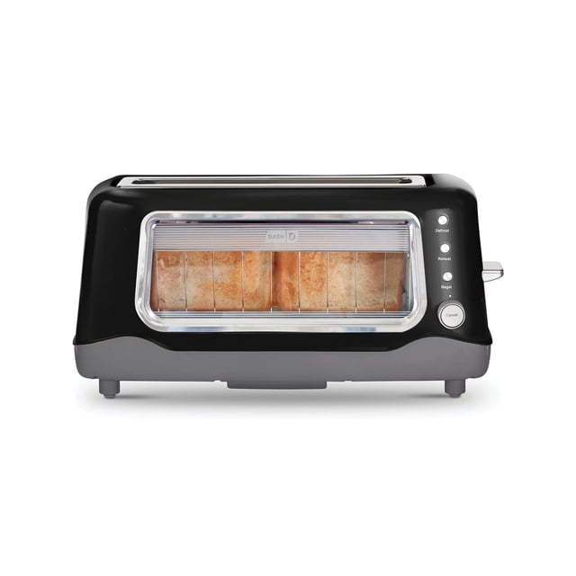 DASH Clear View Toaster - Compact Design with 7 Browning Levels & Clear-View Window, Extra-Wide Slot Large Toaster, 1-Touch Defrost, Reheat & Bagel F